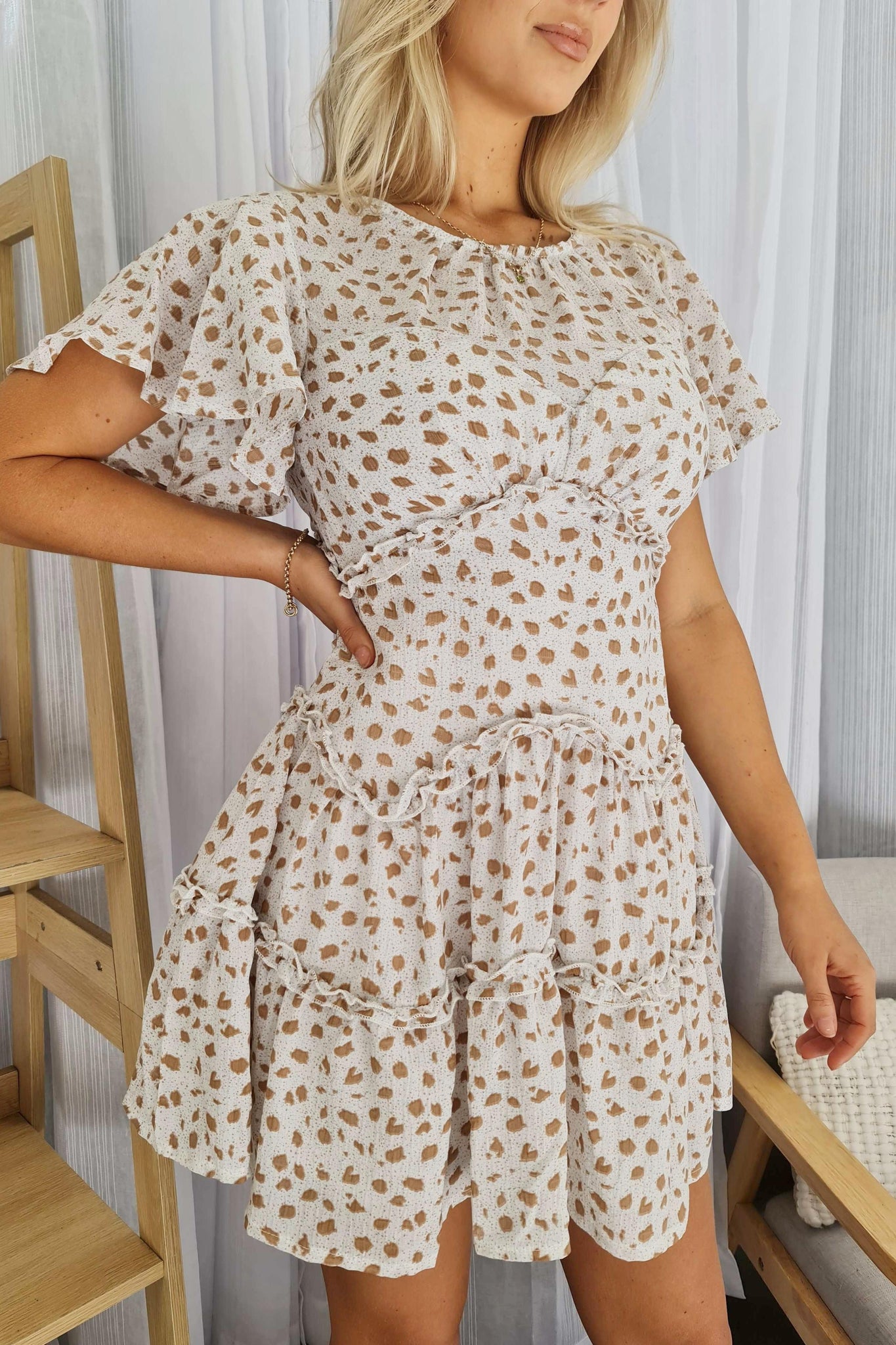 IVY DRESS - WHITE/BEIGE