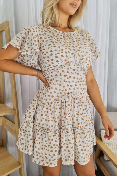 IVY DRESS - WHITE/BEIGE